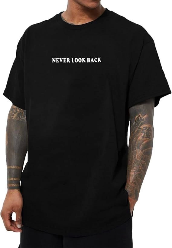Men's Crew Neck Short Sleeve Printed T-shirt - Black