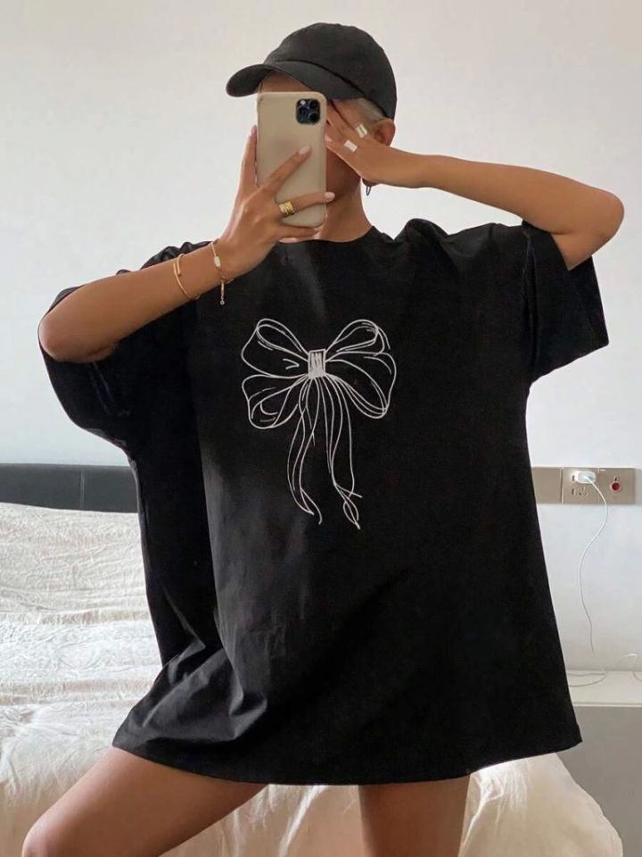 Printed Oversize T-shirt - Black