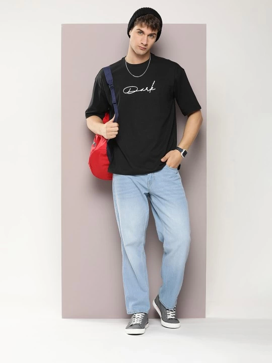 Men's Printed Oversize T-shirt - Black