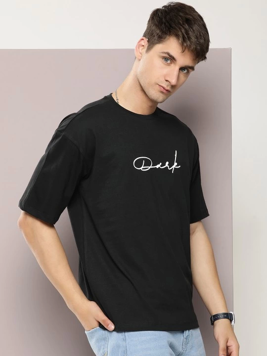 Men's Printed Oversize T-shirt - Black