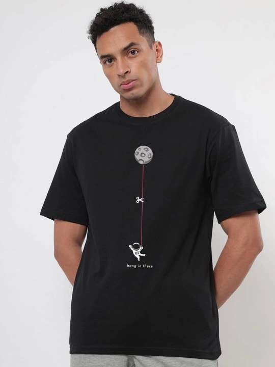 Men's Printed Oversize T-shirt - Black