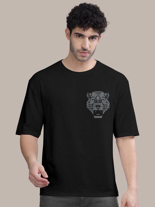 Men's Printed Oversize T-shirt - Black