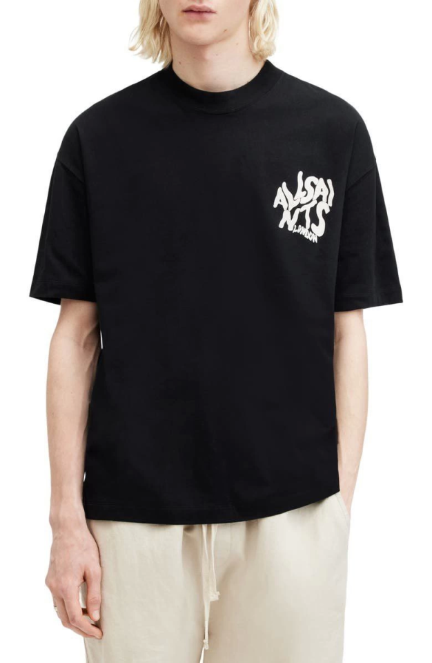 Men's Printed Oversize T-shirt - Black