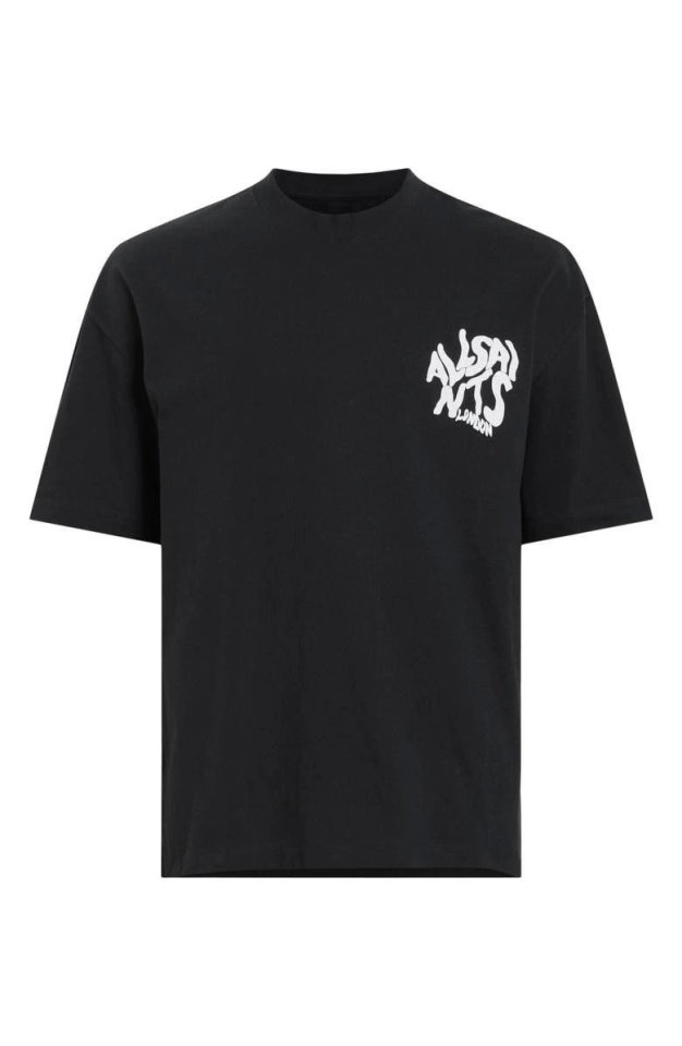 Erkek Baskılı Oversize T-shirt - Siyah