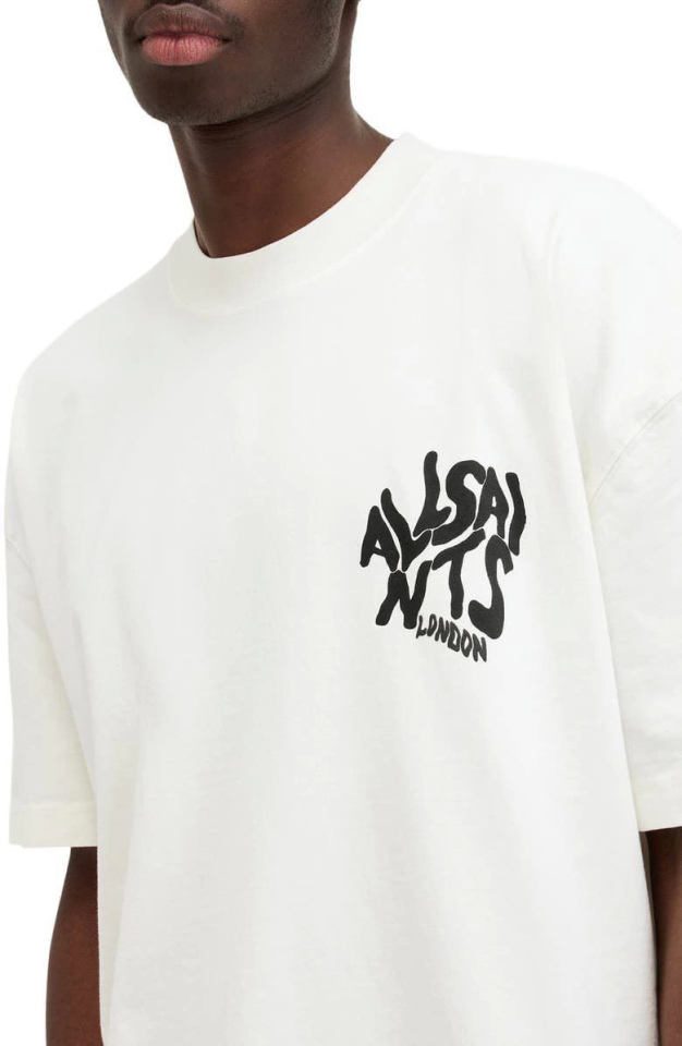 Erkek Baskılı Oversize T-shirt - Beyaz