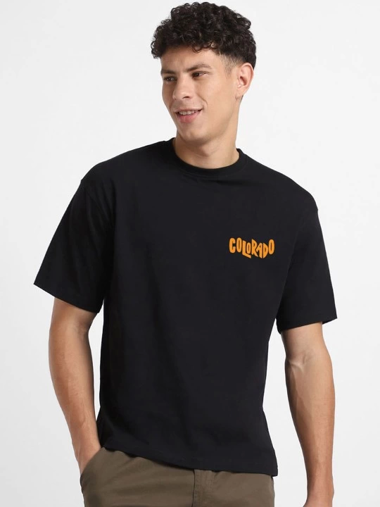 Men's Printed Oversize T-shirt - Black