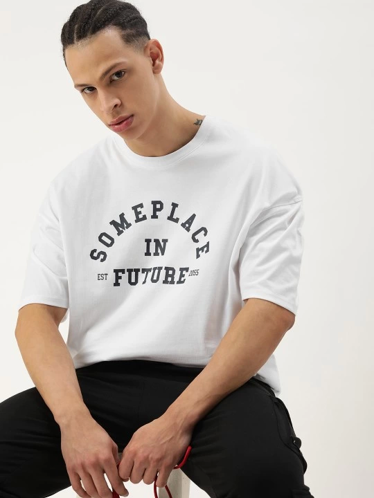 Men's Printed Oversize T-shirt - White