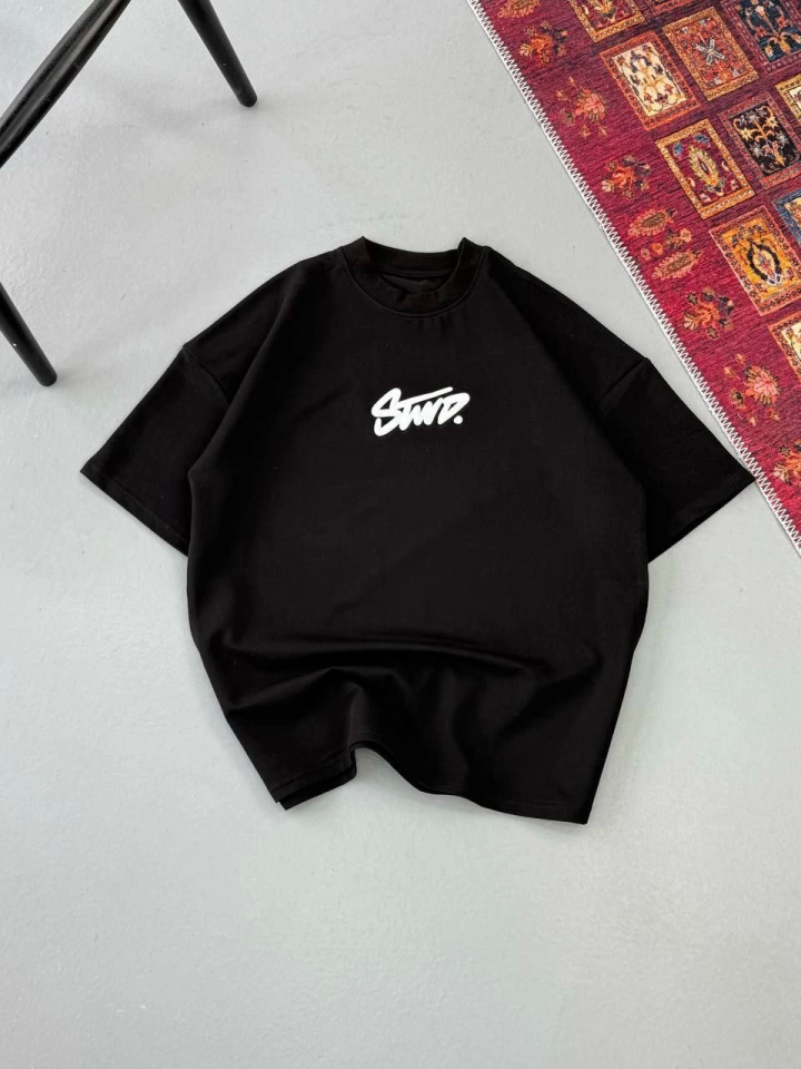Men's Printed Oversize T-shirt - Black