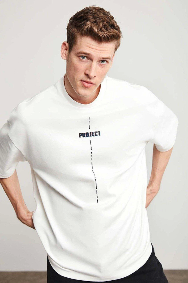 Unisex Printed Oversize T-Shirt - White