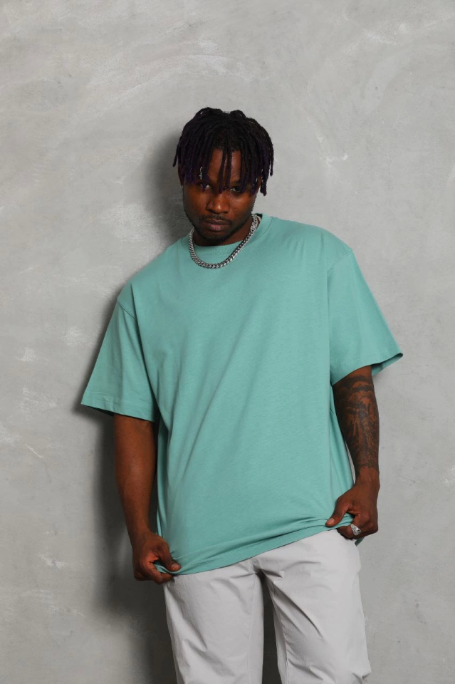 Unisex Oversize Plain Crew Neck T-Shirt - Mint Green