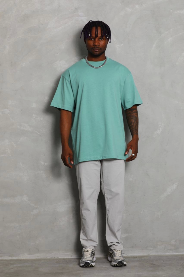 Unisex Oversize Plain Crew Neck T-Shirt - Mint Green