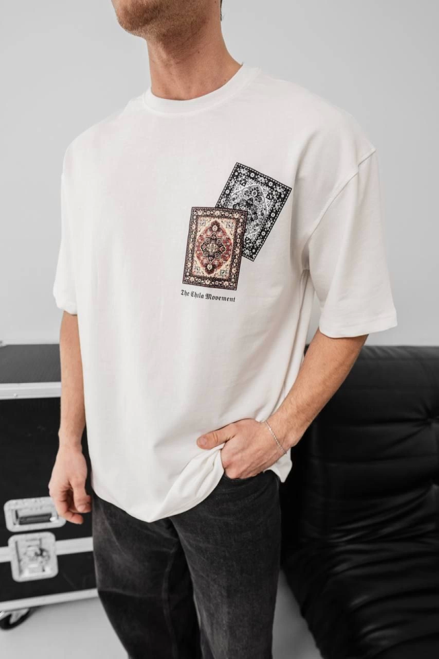 Men's Printed Oversize T-shirt - White