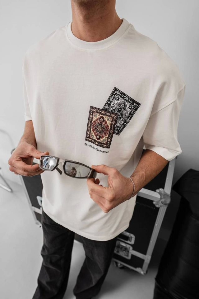 Men's Printed Oversize T-shirt - White