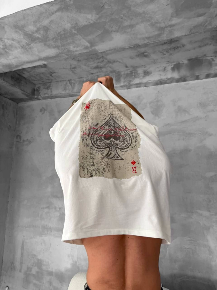 Men's Front and Back Printed Oversize Crew Neck T-shirt - White