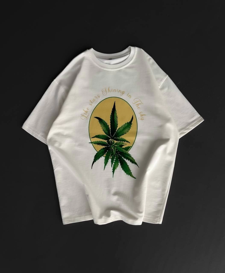 Front and Back Printed Oversize Crew Neck T-shirt - White