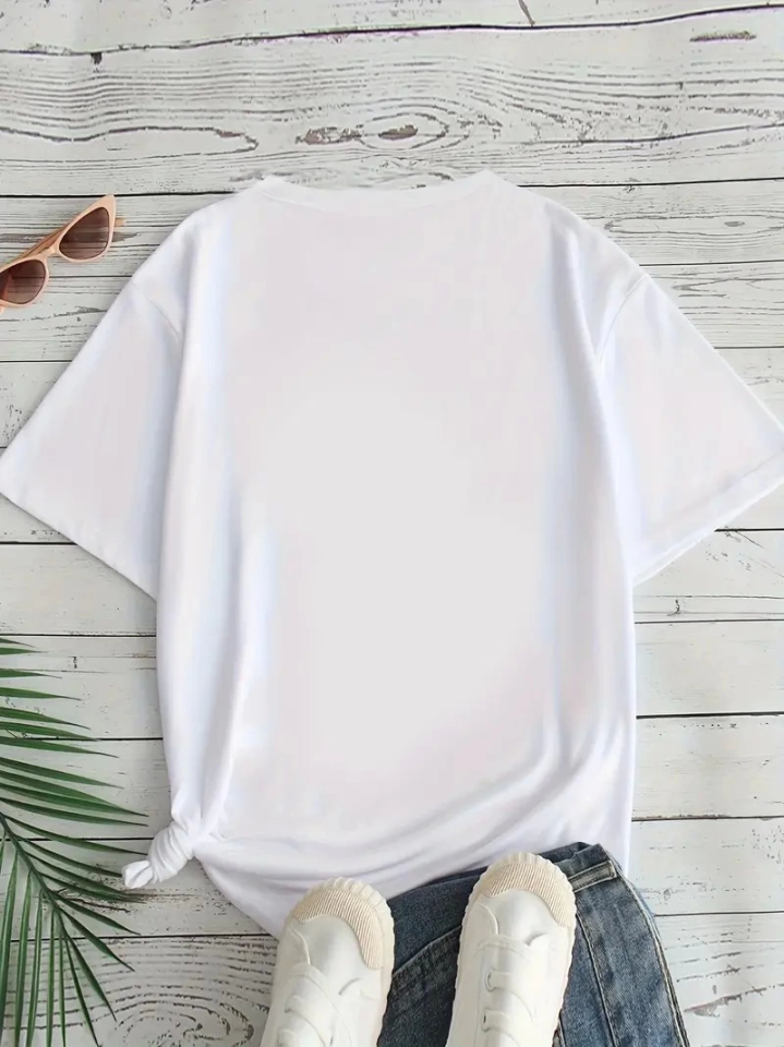 Printed Oversize Crew Neck T-shirt - White