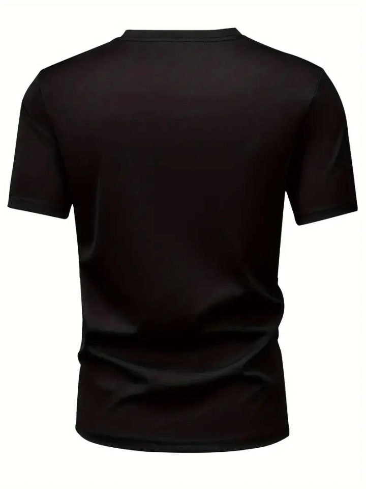 Baskılı Oversize Bisiklet Yaka T-shirt - Siyah