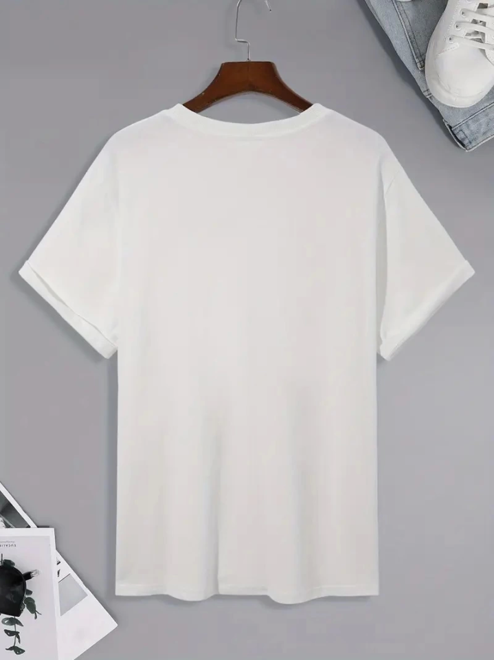 Printed Oversize Crew Neck T-shirt - White