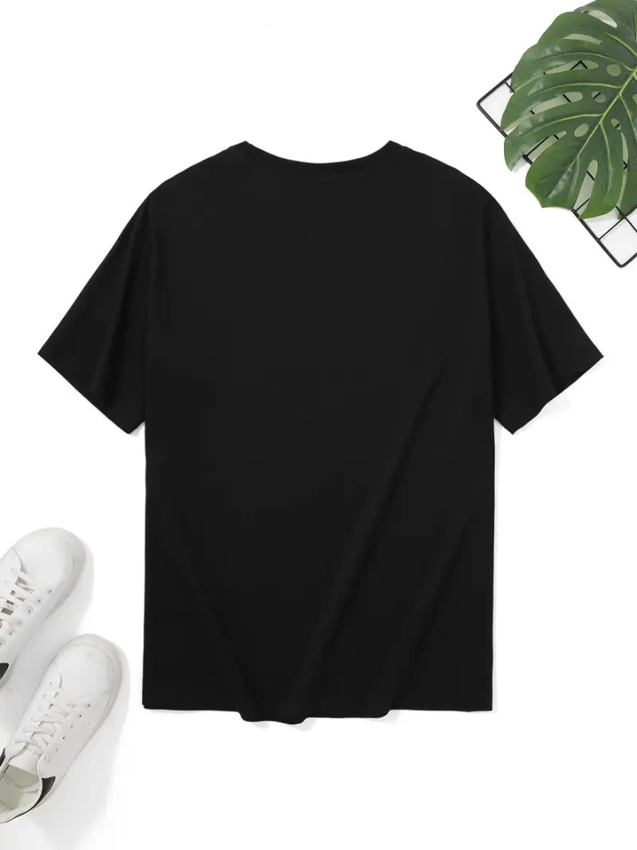 Printed Oversize Crew Neck T-shirt - Black