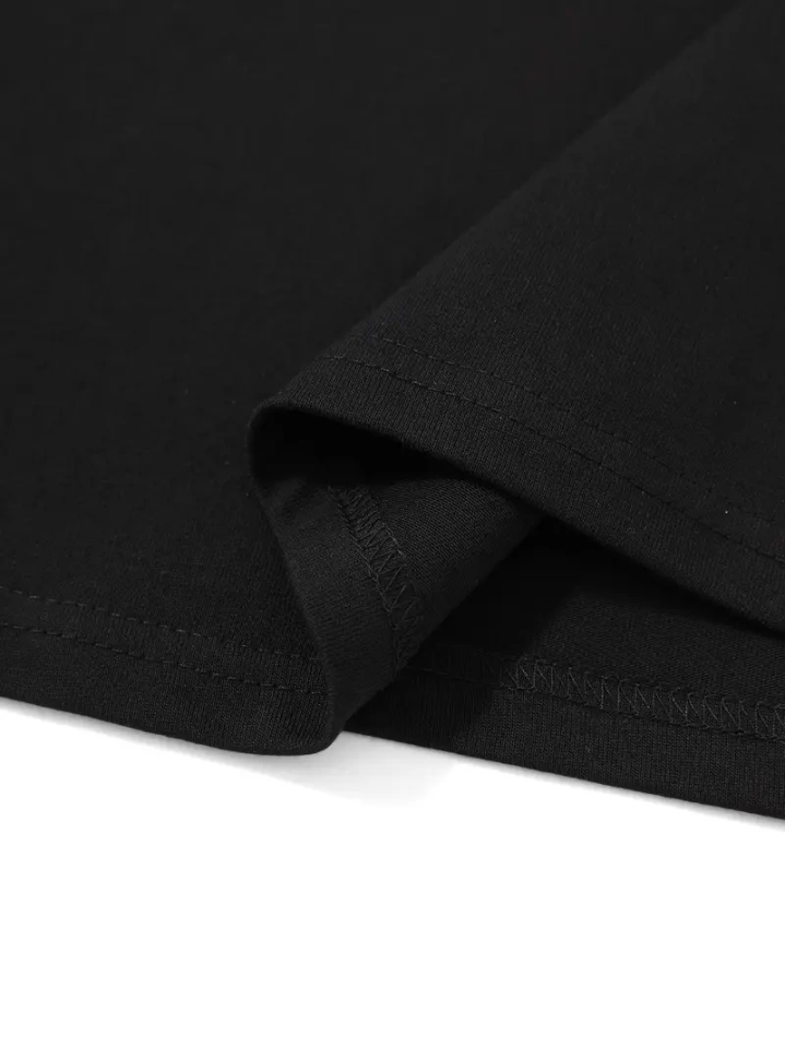 Printed Oversize Crew Neck T-shirt - Black