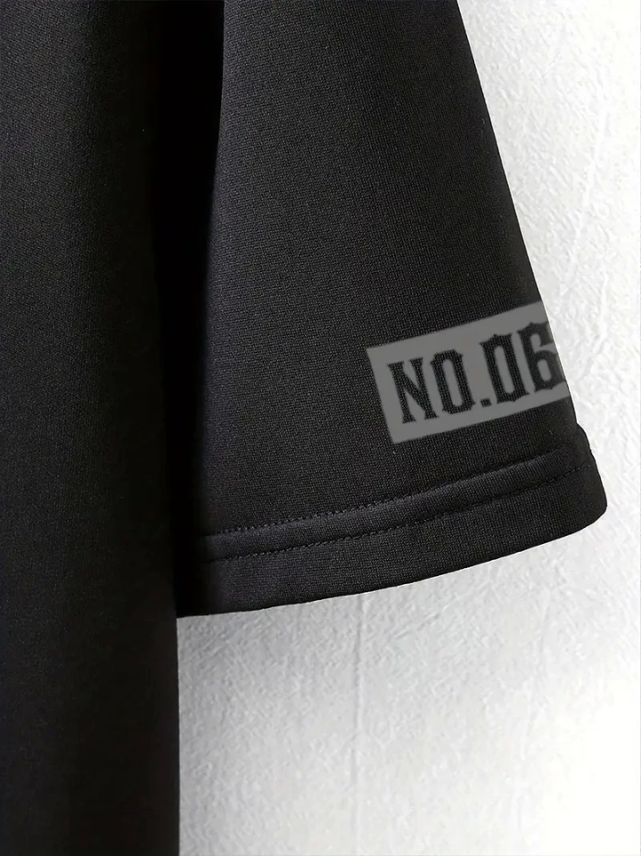 Printed Oversize Crew Neck T-shirt - Black
