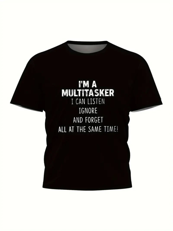 Printed Oversize Crew Neck T-shirt - Black