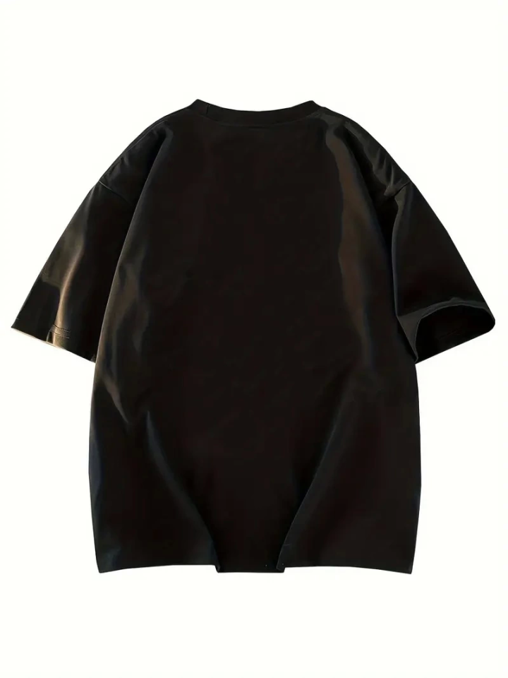Printed Oversize Crew Neck T-shirt - Black