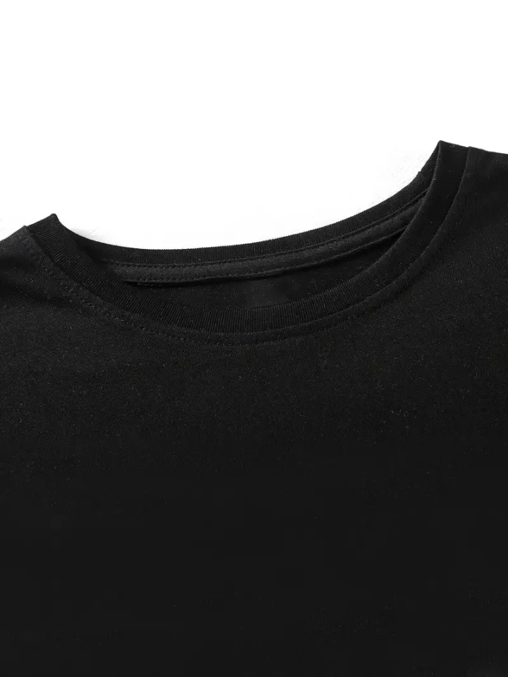 Printed Oversize Crew Neck T-shirt - Black