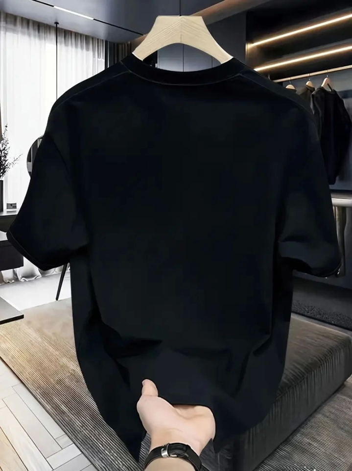 Comfortable Crew Neck T-shirt, Creative Cartoon Print - Soft Polyester, Suitable for All Seasons - Black
