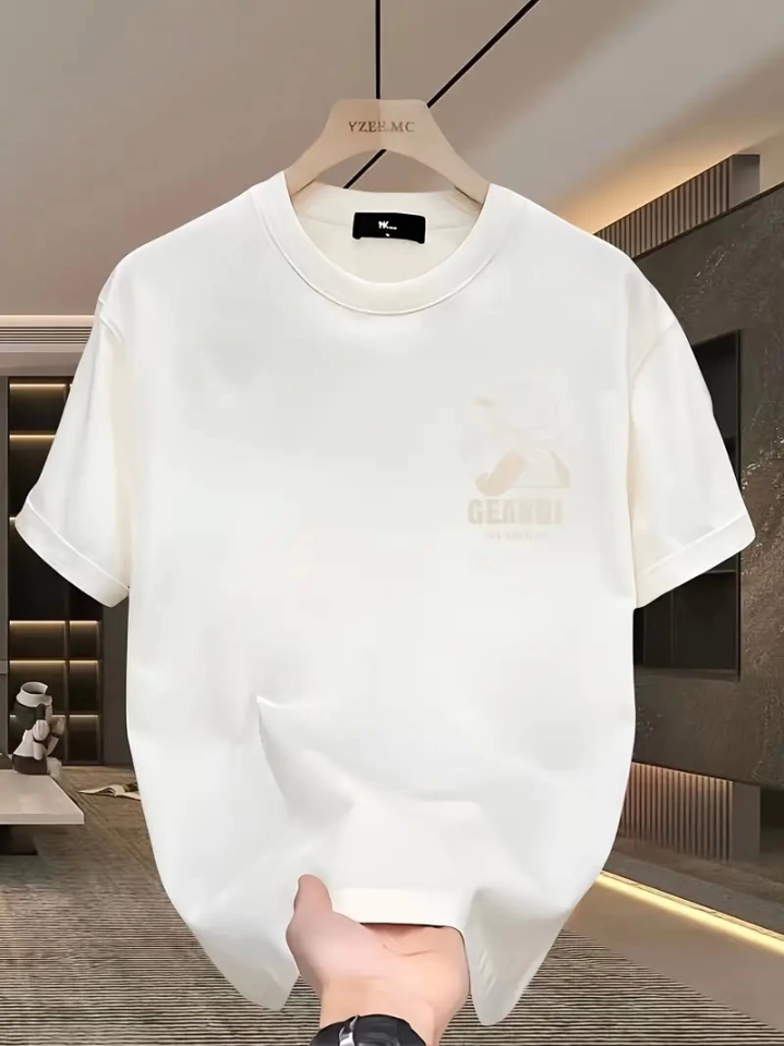 Wide Fit Cotton T-shirt - GANDHI The Project Print, White, Comfortable Fit, Short Sleeve, Casual Wear, Everyday Wearable T-shirt - White