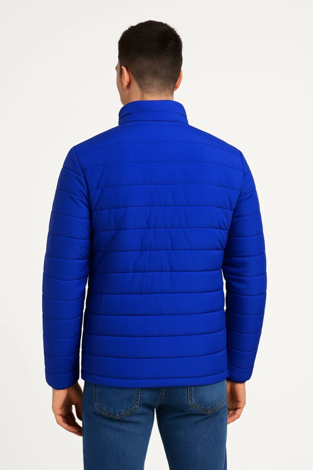 Men's Bomber Jacket – Water-Repellent Fabric, Quilted Lined, Zippered, Winter - Sapphire Blue