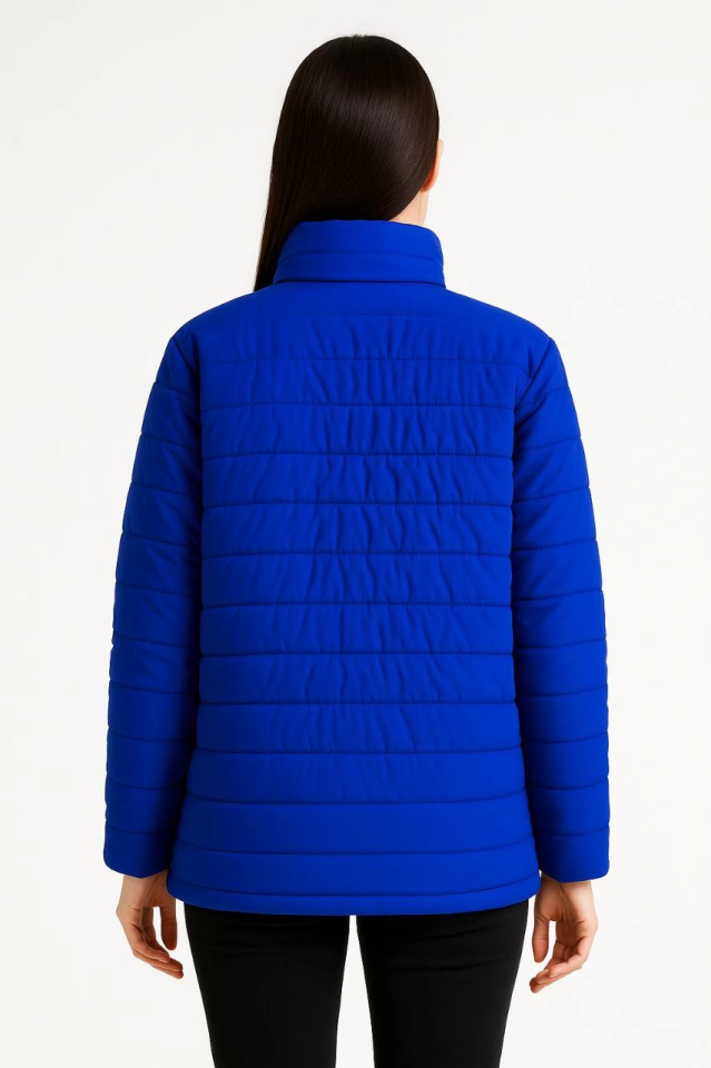 Bomber Jacket – Water-Repellent Fabric, Quilted Lined, Zippered, Winter - Sapphire Blue