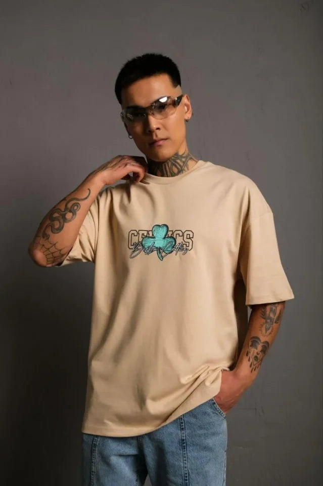 Men's Back Printed T-shirt - Beige