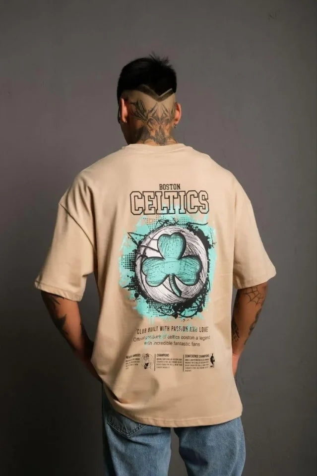 Men's Back Printed T-shirt - Beige