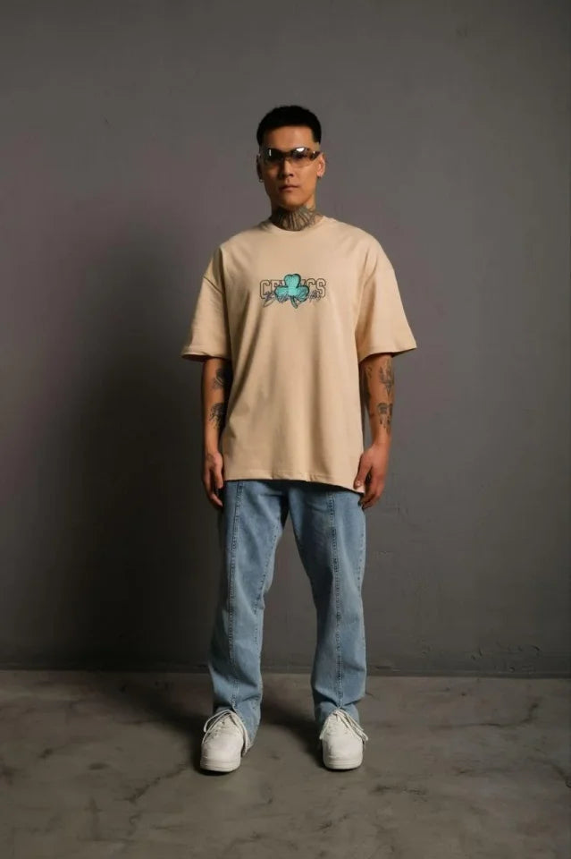 Men's Back Printed T-shirt - Beige