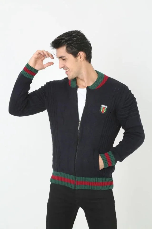 Men's Full Zip Knit Cardigan - Navy