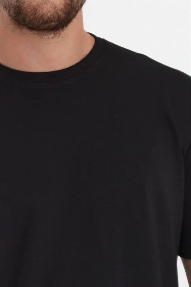 Men's 24/1 Plain A Quality Oversize T-shirt - Black