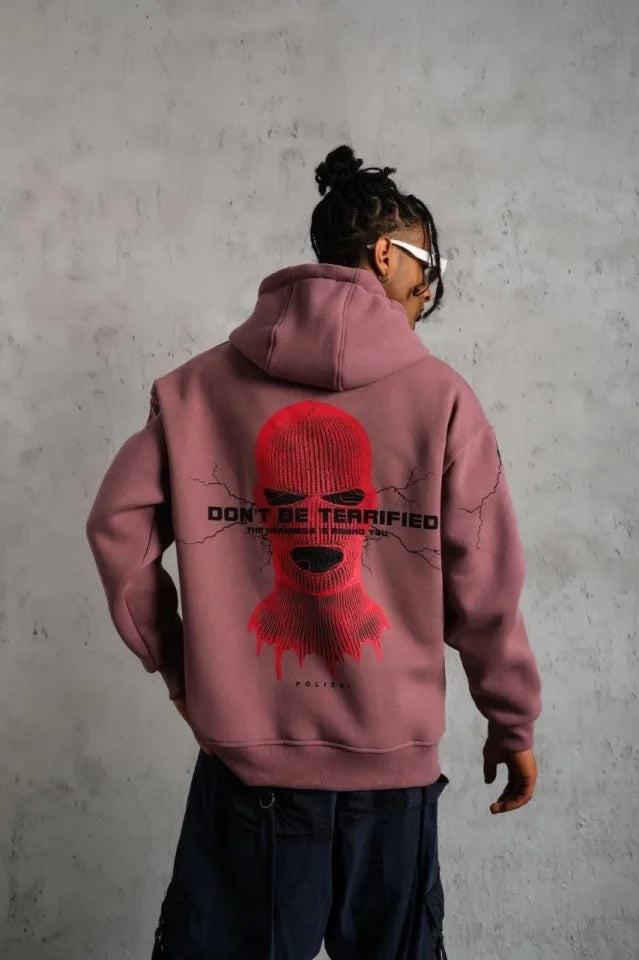 Men's Mask Printed Hooded Sweatshirt - Dusty Rose
