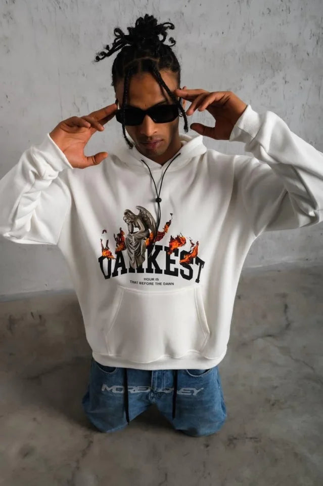 Men's DANKES Printed Hooded Sweatshirt - White