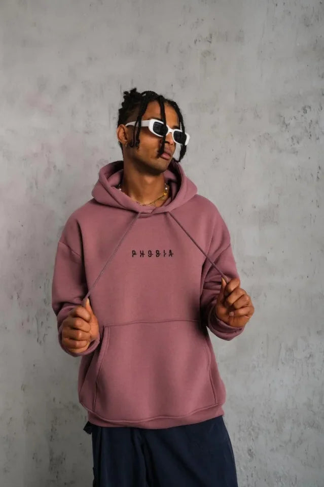 Men's Astronaut Printed Hooded Sweatshirt - Dusty Rose