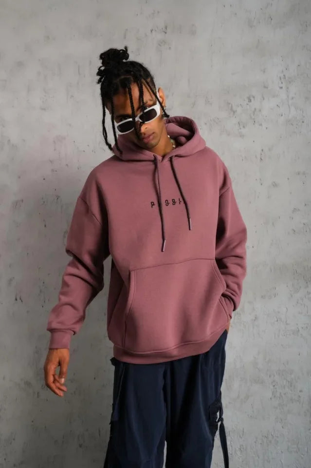 Men's Astronaut Printed Hooded Sweatshirt - Dusty Rose