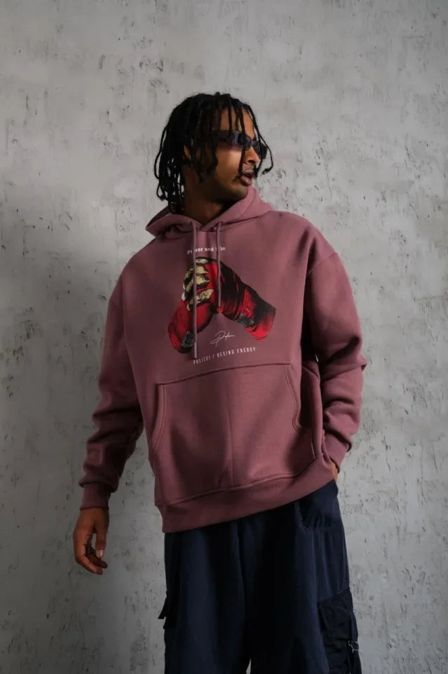Men's Glove Printed Hooded Sweatshirt - Dusty Rose