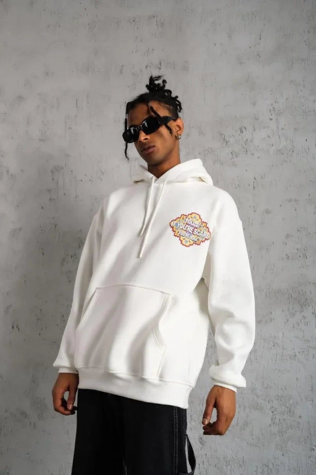 Men's Kilim Pattern Hooded Sweatshirt - White