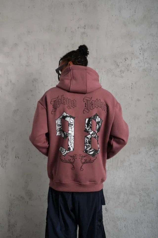 Men's 98 Printed Hooded Sweatshirt - Dusty Rose