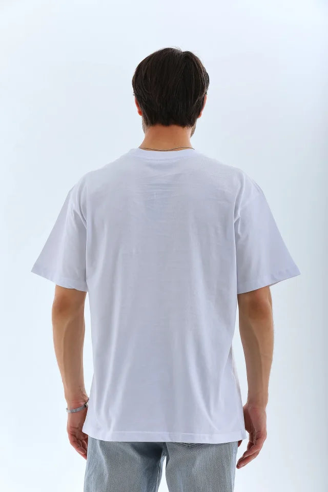 Unisex Oversize Plain Crew Neck T-Shirt - White