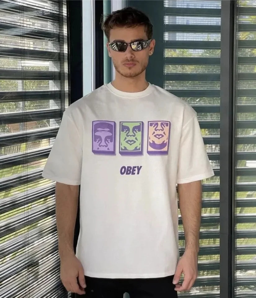 Unisex Crew Neck Printed Oversize T-Shirt - White