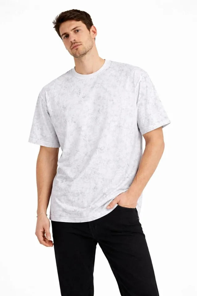 Men's Acid Wash Crew Neck Short Sleeve Oversize T-Shirt - White