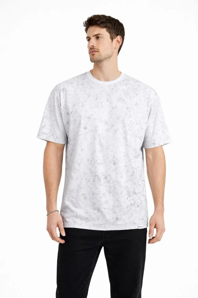 Men's Acid Wash Crew Neck Short Sleeve Oversize T-Shirt - White