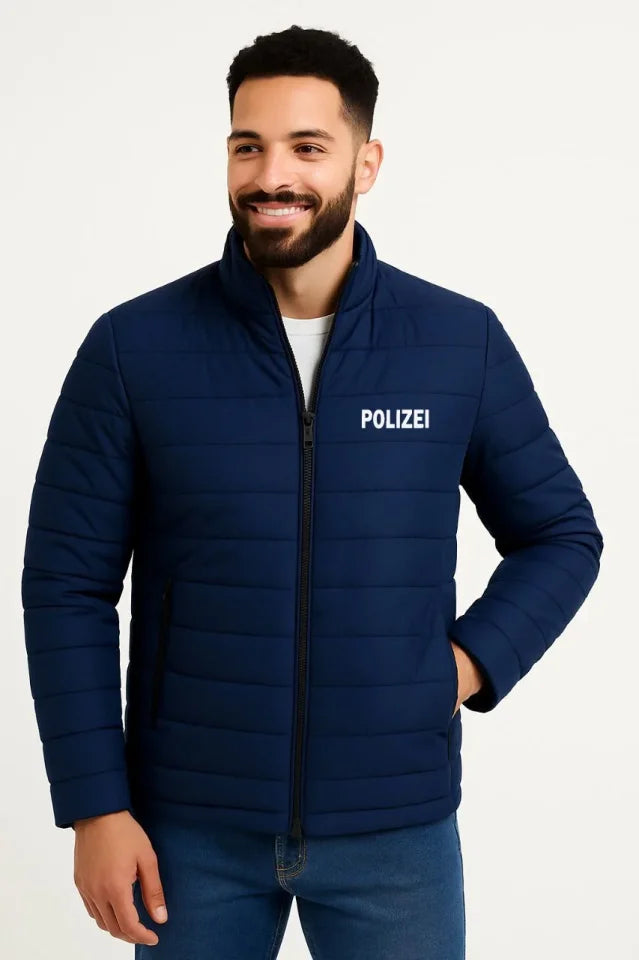 Erkek Mikro Su İtici Kapitone Baskılı Astarlı Fermuarlı Bomber Mont - Lacivert