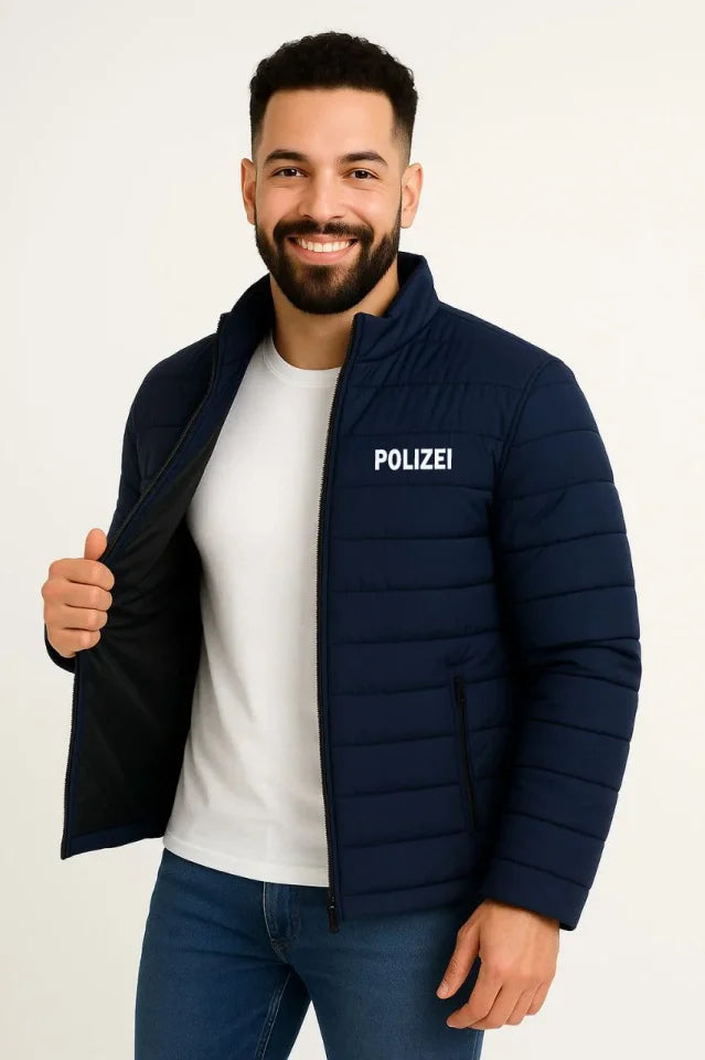 Erkek Mikro Su İtici Kapitone Baskılı Astarlı Fermuarlı Bomber Mont - Lacivert